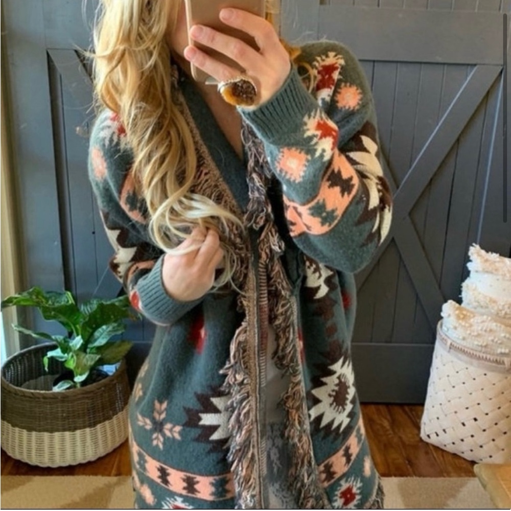 New Women's Aztec Western Cardigan Sweater Coat /  Boho Yellowstone Beth Dutton